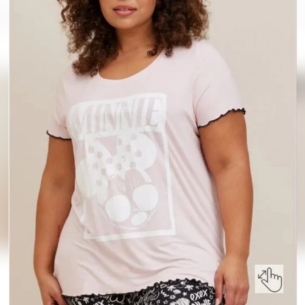 Torrid Size 3 3X Disney Minnie Mouse Super Soft Short Sleeve Pink Sleep Top NWT